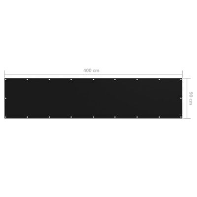 vidaXL Parawan balkonowy, czarny, 90x400 cm, tkanina Oxford