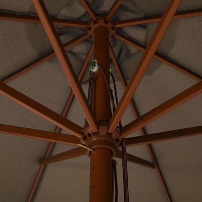 vidaXL Parasol ogrodowy na drewnianym słupku, 330 cm, taupe