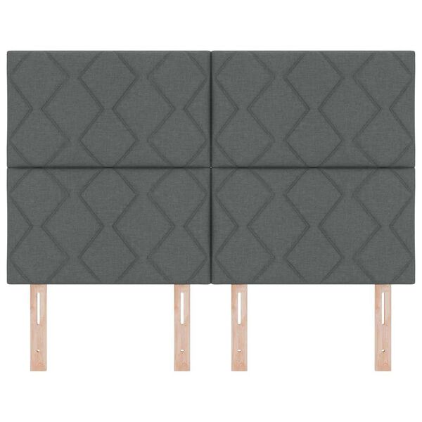 vidaXL Zagł&oacute;wek Z zagł&oacute;wkiem Ciemnoszary 144 cm Sk&oacute;ra ekologiczna