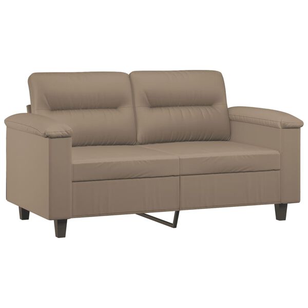 vidaXL 2-osobowa sofa z poduszkami, cappuccino, 120 cm, sztuczna skóra