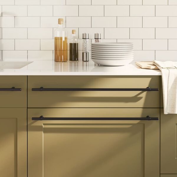 vidaXL Uchwyty do szafek, 5 szt., czarne, 480 mm, stal nierdzewna