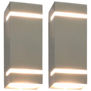 vidaXL Zewnętrzne lampy ścienne, 2 szt., 35 W, srebrne, prostokątne