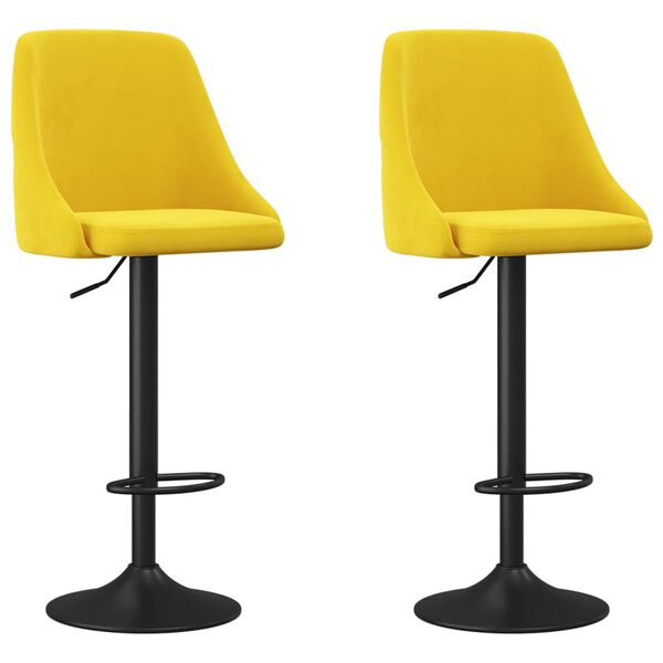 vidaXL Stołki barowe, 2 szt., musztardowe, tapicerowane aksamitem
