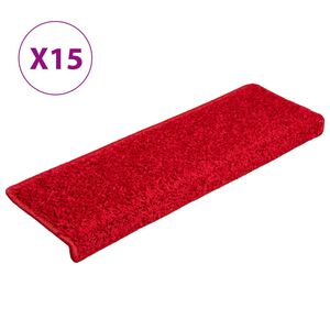 vidaXL Maty na schody 15 szt. 65x21x4 cm Czerwone prostokątne krawędzie