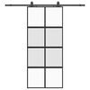 vidaXL Drzwi przesuwne z zestawem okuć czarne 90x205cm szkło hartowane