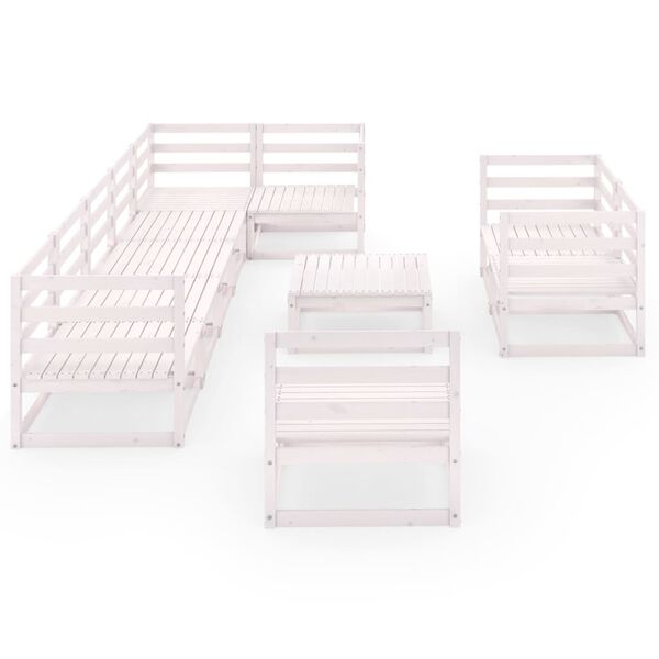 vidaXL 10-cz. zestaw mebli wypoczynkowych do ogrodu, biały, sosnowy