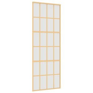 vidaXL Drzwi przesuwne, złote, 76x205 cm, mrożone szkło ESG, aluminium