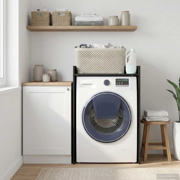 vidaXL Szafka na pralkę z przechowywaniem Czarny Dąb 67,5 x 48 x 97 cm
