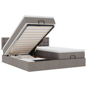 vidaXL Rama ł&oacute;żka otomana z materacami, taupe, 160x200 cm, tkanina