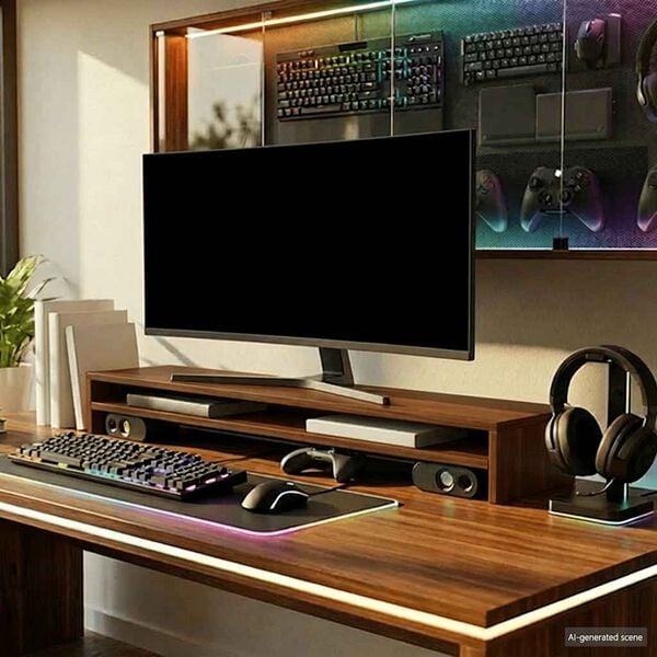 vidaXL Podstawka pod monitor, brązowy dąb, 100x24x13 cm