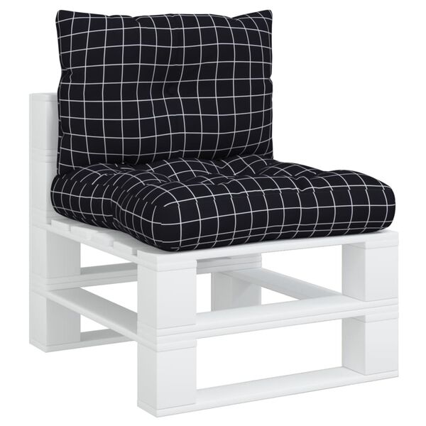 vidaXL Poduszki na palety, 2 szt., czarne w kratę, tkanina Oxford