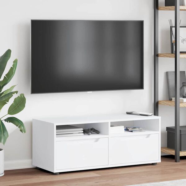 vidaXL Szafka pod TV "VISNES" Biała 100x40x38 cm Drewno klejone