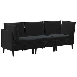 vidaXL Zestaw mebli do salonu 3 szt. Czarny Welur