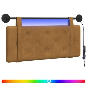 vidaXL Wezgłowie wiszące Z lampą LED brązowy Aksamit