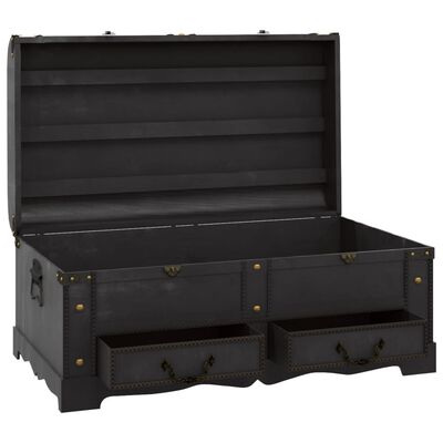 vidaXL Drewniany kufer, duży, czarny