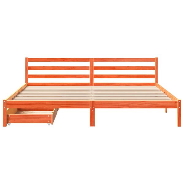 vidaXL Ł&oacute;żko bez materaca, woskowy brąz, 200x200 cm, drewno sosnowe