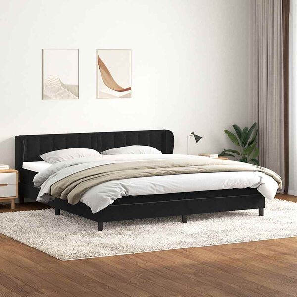 vidaXL Ł&oacute;żko typu Box Spring z materacami Czarny 180x220 cm Aksamit