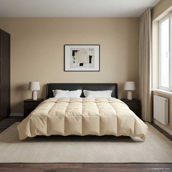 vidaXL Kołdra na cały rok Kwiłtowany Kremowy 200 x 200 cm Mikrofibra