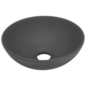 vidaXL Umywalka łazienkowa, ceramiczna, ciemnoszara, okrągła