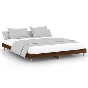 vidaXL Rama ł&oacute;żka bez materaca Brązowy dąb 200x200 cm Drewno klejone