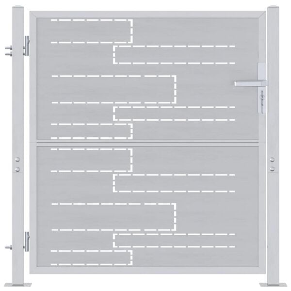 vidaXL Brama ogrodowa Z blokadą Srebrny 96 x 100 cm Stal nierdzewna