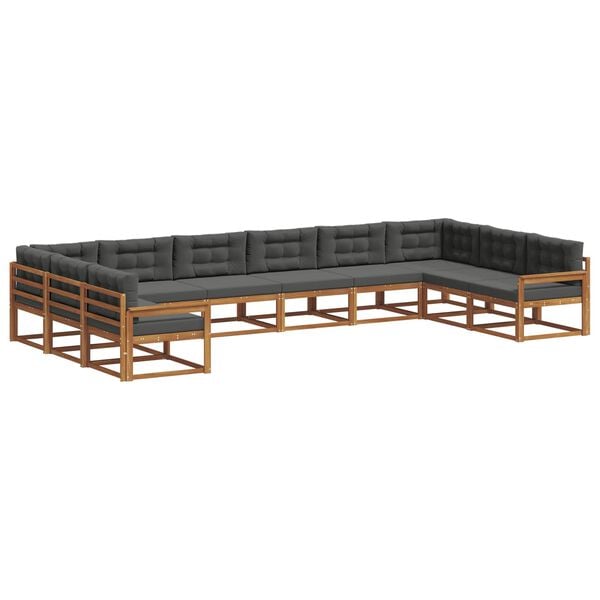 vidaXL Zestaw sof na zewnątrz 10 pcs Naturalny i Antracytowy