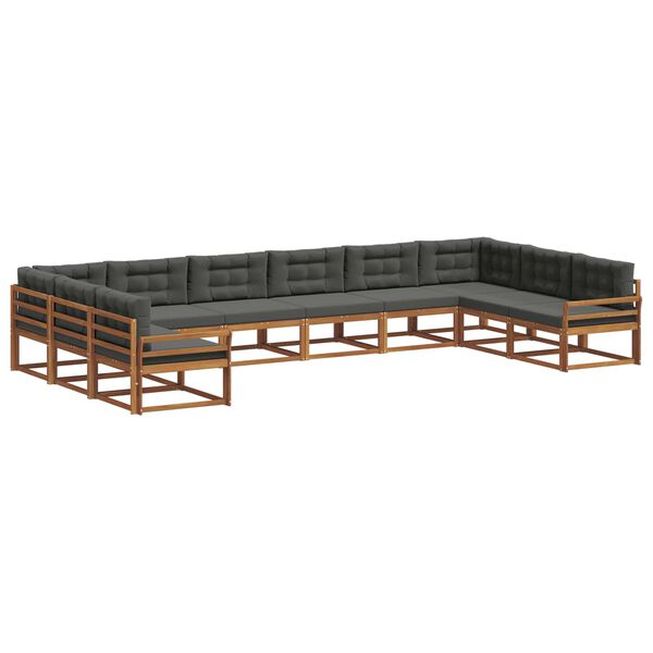 vidaXL Zestaw sof na zewnątrz 10 pcs Naturalny i Antracytowy