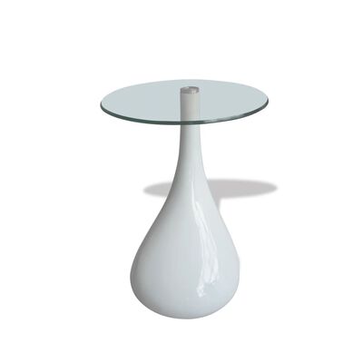vidaXL Biały stolik kawowy z okrągłym, szklanym blatem, wysoki połysk