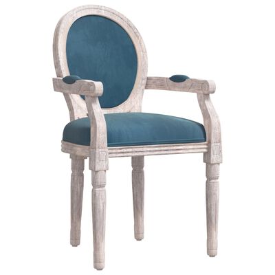 vidaXL Krzesło stołowe, niebieskie, 54x56x96,5 cm, obite aksamitem