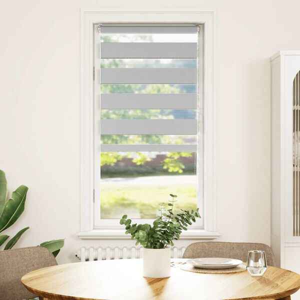 vidaXL Roleta zebra, jasnoszara, szerokość tkaniny 55,9 cm, poliester