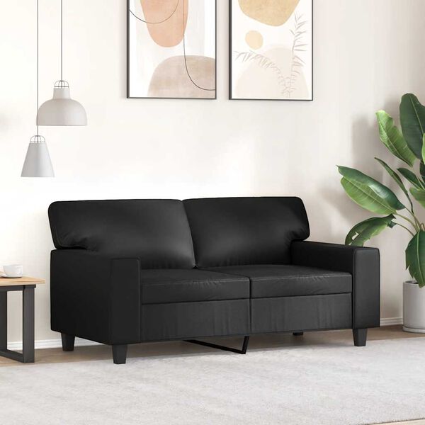 vidaXL 2-osobowa sofa, czarna, 120 cm, sztuczna sk&oacute;ra