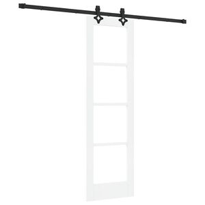 vidaXL Drzwi przesuwne Biały 61 x 198,5 cm Lite drewno sosnowe i szkło