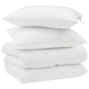 vidaXL Zimowa Kołdra z poduszką 3 pcs Biały Mikrofibra