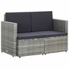 vidaXL 2-osobowa sofa ogrodowa z poduszkami, polirattan, szara