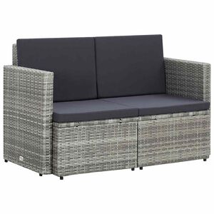 vidaXL 2-osobowa sofa ogrodowa z poduszkami, polirattan, szara