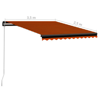 vidaXL Ręcznie zwijana markiza, 350 x 250 cm, pomarańczowo-brązowa