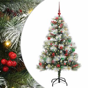 vidaXL Sztuczna choinka Zielono-biały 150 cm PVC, Metal i Plastik