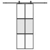 vidaXL Drzwi przesuwne z zestawem okuć czarne 76x205cm szkło hartowane