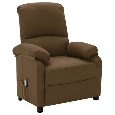 vidaXL Elektryczny, rozkładany fotel masujący, brązowy, tkanina
