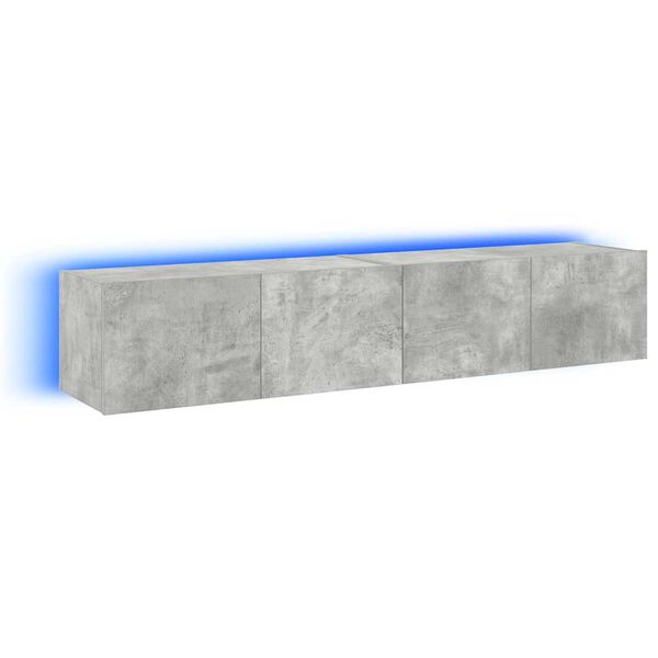 vidaXL Ścienne szafki TV z LED, 2 szt., szarość betonu, 80x35x31 cm