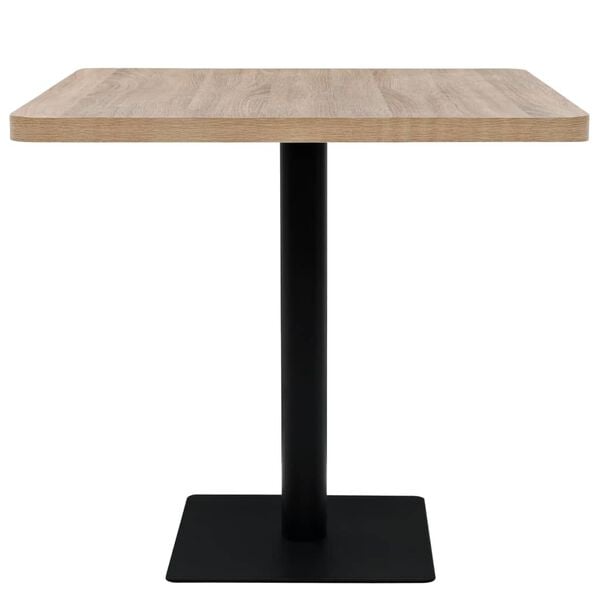 vidaXL Stolik bistro z MDF na stalowej podstawie, 80x80x75 cm, dębowy
