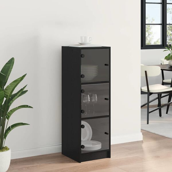 vidaXL Highboard Czarny Dąb 35 x 37 x 109 cm Materiał drewnopochodny
