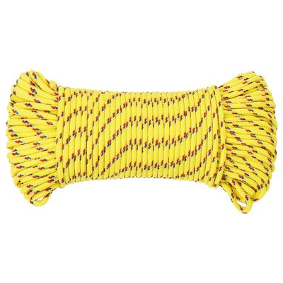 vidaXL Linka żeglarska, żółta, 5 mm, 25 m, polipropylen