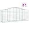 vidaXL Kosze gabionowe, 7 szt, 200x50x80/100 cm, galwanizowane żelazo
