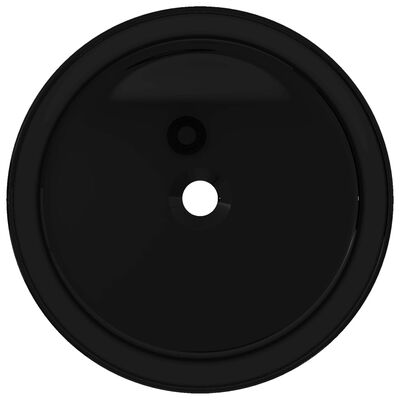 vidaXL Umywalka ceramiczna, okrągła, 40 x 15 cm, czarna