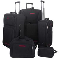 vidaXL Zestaw walizek podróżnych, 5 elementów, kolor czarny