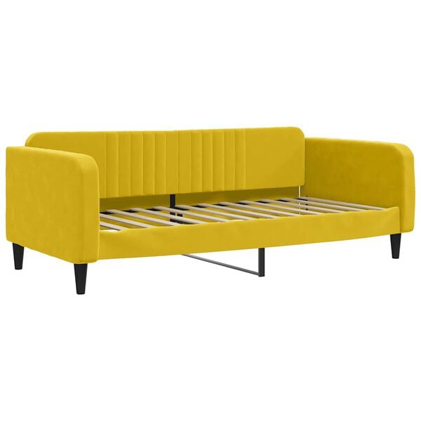 vidaXL Sofa z materacem do spania, ż&oacute;łta, 90x200 cm, aksamit