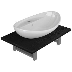 vidaXL Dwuczęściowy zestaw mebli do łazienki, ceramiczny, czarny