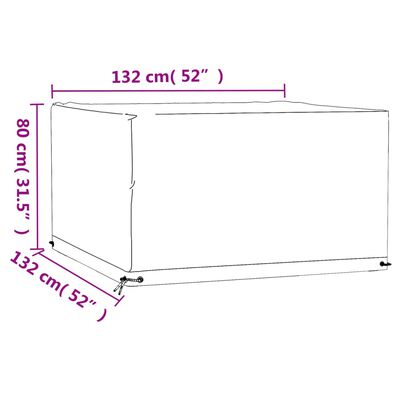 vidaXL Pokrowiec na meble ogrodowe, 8 oczek, 132x132x80 cm, kwadratowy