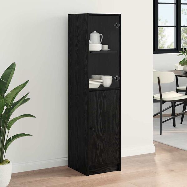 vidaXL Highboard Czarny Dąb 35 x 37 x 142 cm Materiał drewnopochodny
